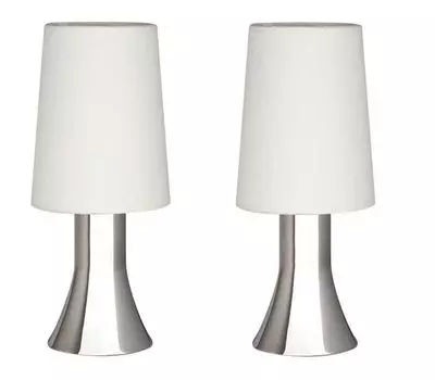 Настольная лампа Jannis в комплекте из 2 прикроватных светильников с сенсорной функцией, включая источник света: хром Dapo Leuchten, серебро