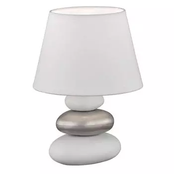Настольная лампа, керамика белое серебро, ситец, H 24 см etc-shop