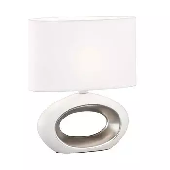 Настольная лампа, керамика хром, текстиль белый, H 27 см etc-shop