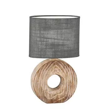 Настольная лампа, керамика, под дерево, тканевый абажур, серый, H 38см etc-shop