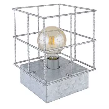 Настольная лампа, квадратная, клетка из армированной стальной сетки Globo Lighting, серебро