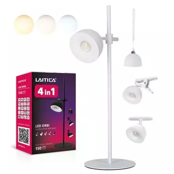 Настольная лампа LAITICA LED ORBI 2,5 Вт - 4-в-1 белый, зарядная станция USB, ТРИ ЦВЕТА СВЕТА KOBI