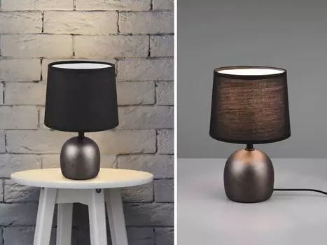 Настольная лампа MALU с керамическим основанием и тканевым абажуром серебристого цвета, 16см, высота 26см -R50802667 Reality Leuchten, черный