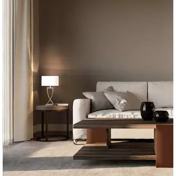 Настольная лампа, матовый никель, белый текстиль, В 51 см etc-shop, серебро