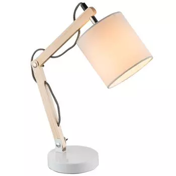 Настольная лампа, металл, белый, дерево, подвижное пятно, H 44см etc-shop