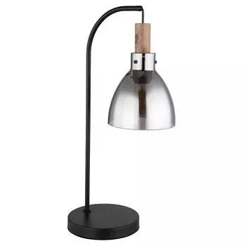 Настольная лампа, металл, черный, дымчатое стекло, имитация дерева Globo Lighting