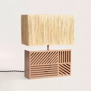 Настольная лампа металл и рафия Cartago бежевый LEDKIA