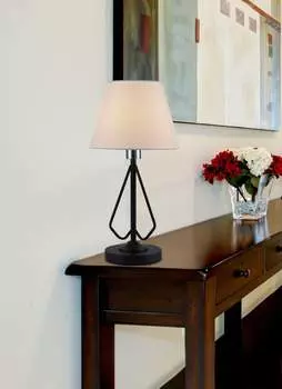Настольная лампа Morley 1 / Классическая настольная лампа / Белый тканевый абажур / 1X60 Вт / E14 / Черный KAYANI