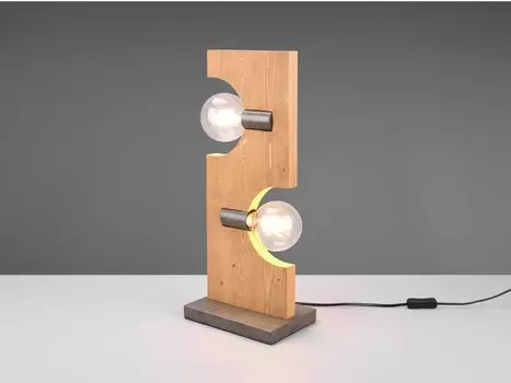 Настольная лампа на 2 лампочки с доской из натурального дерева TRIO