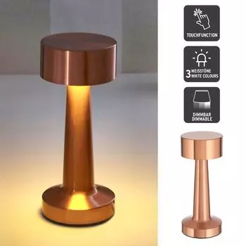 Настольная лампа на металлическом аккумуляторе, медь, с сенсорной функцией, 3 оттенка белого, USB-прикроватная лампа, перезаряжаемая настольная лампа с регулируемой яркостью и регулируемой яркостью HAC24
