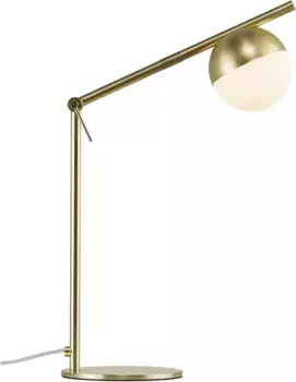 Настольная лампа Nordlux "CONTINA", 1 лампочка, лампочка G9 | без лампочек, текстильный кабель, опаловое стекло, выдутое вручную 10 см, Высота: 49 см, цвет messingfarben
