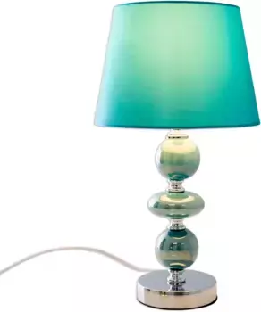 Настольная лампа nve "Araga", 1 лампочка, лампочка E14 | без лампочки, настольная лампа керамическая с сатиновым абажуром, тумблер, высота 36 см 20,00 см, Высота: 36,00 см., бирюзовый
