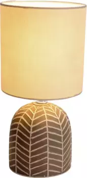 Настольная лампа nve "Folio", 1 лампочка, лампочка E14 | без лампочки, текстильный плафон/белый лен, керамический цоколь белый/серый, 1xE14, тумблер 14,00 см, Высота: 27,50 см., коричневый