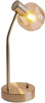 Настольная лампа nve "Libby", 1 лампочка, лампочка E14 | без лампы, 1-свет. Гибкий регулируемый стеклянный плафон янтарного цвета, за исключением. 1xE14 10,00 см, Высота: 39,00 см., цвет messingfarben