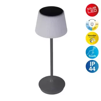 Настольная лампа nve "Настольная лампа "EMMI" на солнечных батареях, белая 13,00 см, Высота: 38,00 см., серый