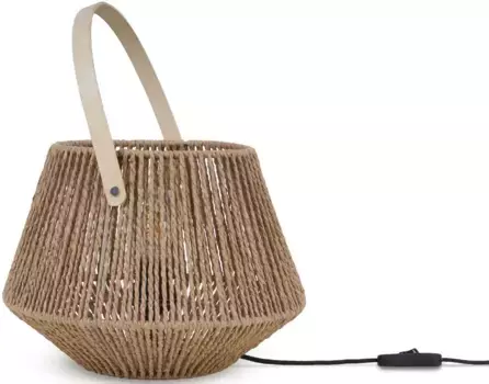 Настольная лампа Paco Home "CISCO", лампа E27 | без лампочки, письменная прикроватная лампа, лампа для чтения, кожаный ремешок, корзина E27 31,5 см, Высота: 22,5 см, коричневый