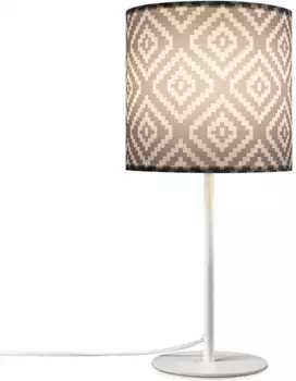 Настольная лампа Paco Home "Luca Stella", лампа E14 | без лампочки, тканевый ночник в стиле ретро с вилкой, современный ночной светильник 18 см, Высота: 36,5 см, белый