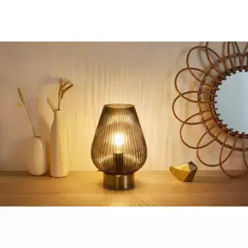 Настольная лампа Pauleen «Crystal Gloom», 1 лампочка, лампочка E14 | без лампочек, Е14, дымчатое стекло, латунь, стекло, металл, цвет rauchgrau/messingfarben