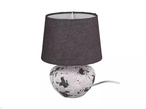 Настольная лампа Reality Leuchten, серая керамика, серый тканевый абажур