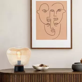 Настольная лампа, ребристое стекло, 25 х 25 см, Е27, янтарный янтарный Lightbox, желтый