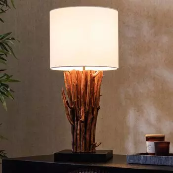 Настольная лампа riess-ambiente design EUPHORIA 60 см, круглая настольная лампа из массива дерева натурального белого цвета, белый