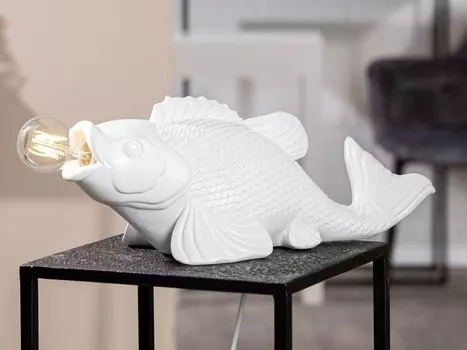 Настольная лампа рыба KOI белая декоративная лампа с изображением животных Gilde, белый