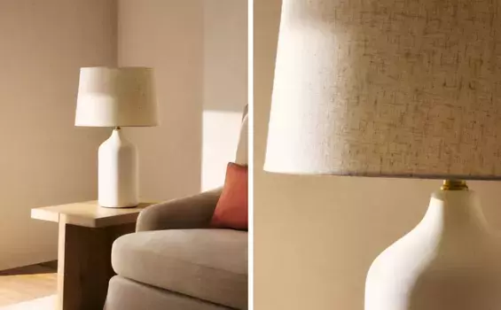 Настольная лампа с белой керамической основой Zara Home, белый