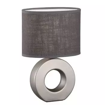 Настольная лампа, серебряная керамика, лен, серый, H 31 см etc-shop, черный