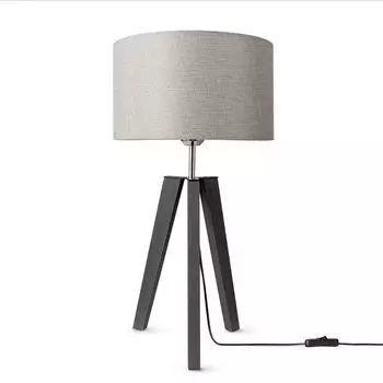 Настольная лампа-штатив, прикроватная лампа, торшер E27, тканевый абажур, однотонный Paco Home, серый