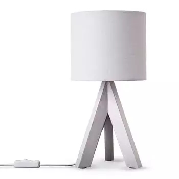 Настольная лампа-штатив, прикроватная лампа, торшер E27, тканевый абажур, однотонный Paco Home, белый