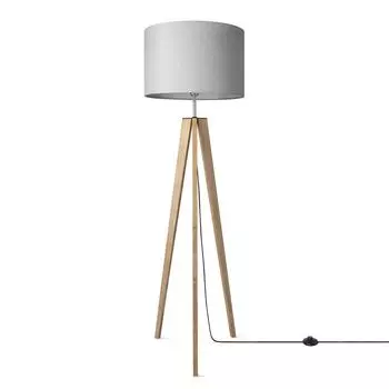 Настольная лампа-штатив, прикроватная лампа, торшер E27, тканевый абажур, однотонный Paco Home, серый