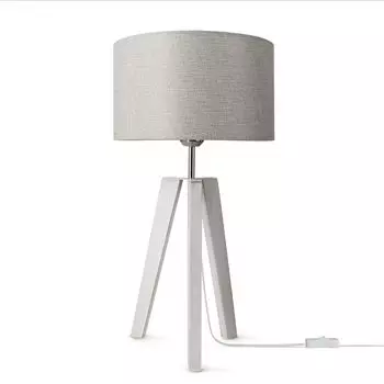 Настольная лампа штатив прикроватный торшер E27 тканевый абажур однотонный Paco Home, серый