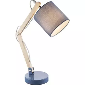 Настольная лампа, синий текстиль, дерево, регулируемая, В 44 см, МАТТИС etc-shop