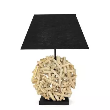 Настольная лампа Современный дизайн «Яла» Ткань из коряги Дерево Черный E27 Гостиная Спальня Licht-Erlebnisse, мультиколор