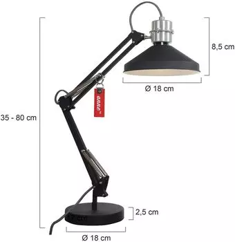 Настольная лампа Steinhauer Zappa 1 лампочка черный матовый 18x18см
