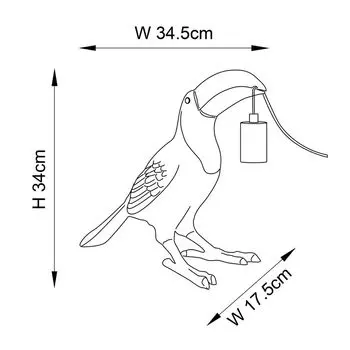 Настольная лампа Toco Toucan | 1 пламя | 10 Вт E27 | Полирезина/металл ENDON