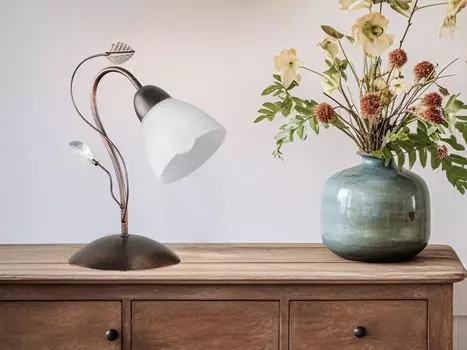 Настольная лампа Trio цвета ржавчины и алебастра E14, коричневый