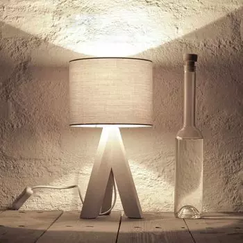 Настольная лампа в стиле Баухаус с деревянным основанием и серым тканевым абажуром E14 с кабельным выключателем, прикроватная лампа, ночник для спальни, гостиной, лампа для чтения Licht-Erlebnisse, мультиколор