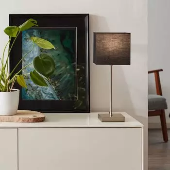 Настольная лампа, высота 43 см, Е14, макс. 40 Вт, сенсорный выключатель, металл/текстиль Lightbox, темно-серый