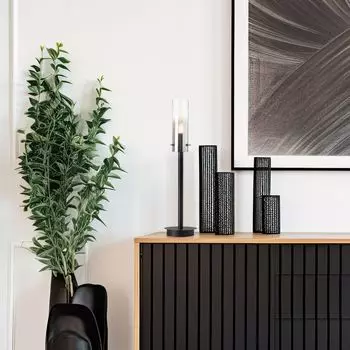 Настольная лампа, высота 50 см, 12 см, Е14, макс. 25 Вт, матовое стекло. Lightbox, черный