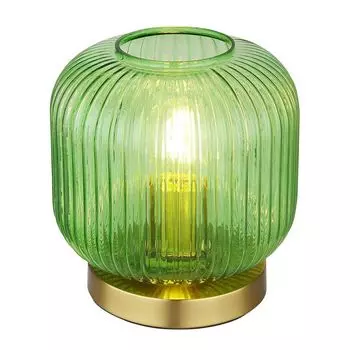 Настольная лампа, зеленое стекло, латунь, H 21 см etc-shop, зеленый