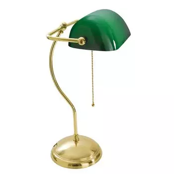 Настольная лампа зеленого цвета из цельного латунного стекла с ручным выключателем Настольная лампа Банкирская лампа Licht-Erlebnisse, мультиколор