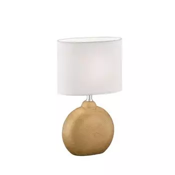Настольная лампа, золотая керамика, белый текстиль, В 39 см etc-shop