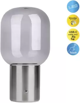 Настольная светодиодная лампа nve "Albero", с плавной регулировкой яркости 13,00 см, Высота: 25,00 см., цвет chrom satiniert / smoky