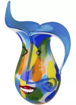 Настольная ваза Casablanca by Gilde "Дизайнерская ваза Glasart "Аугусто" из стекла", (1 шт.), однотонная, ручная работа, выдувка 24х40х20 см, цвет bunt