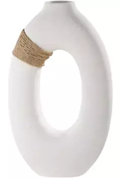 Настольная ваза GILDE "Ваза Sabbia, керамика, высота ок. 41 см", (1 шт.), водонепроницаемая 25х41х8 см, белый