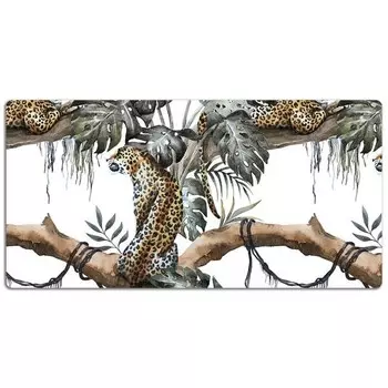 Настольный коврик Tulup Leoparden auf einem Zweig, 120x60x1 см, белый