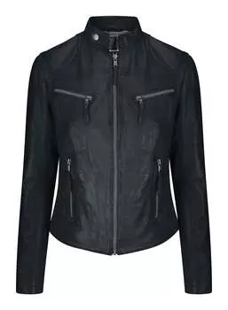 Настоящая кожаная винтажная приталенная байкерская куртка TruClothing, серый