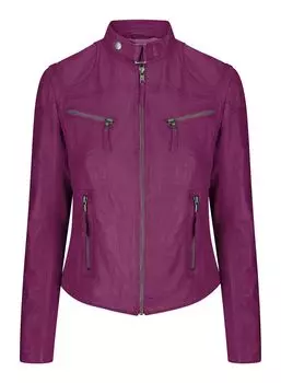 Настоящая кожаная винтажная приталенная байкерская куртка TruClothing, фиолетовый