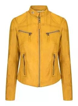 Настоящая кожаная винтажная приталенная байкерская куртка TruClothing, желтый